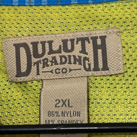 DULUTH TRADING CO MENS SIZE 2XL BLUE PLAID PERFORMANCE SHIRT POCKETS CLEAN EUC - Picture 2 of 12